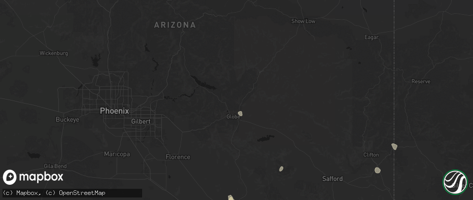 Hail map in Globe, AZ on July 11, 2026