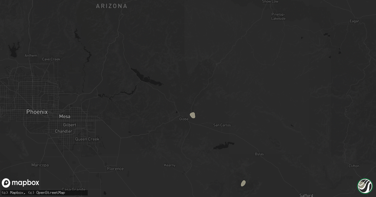 Hail map in Globe, AZ on July 11, 2026