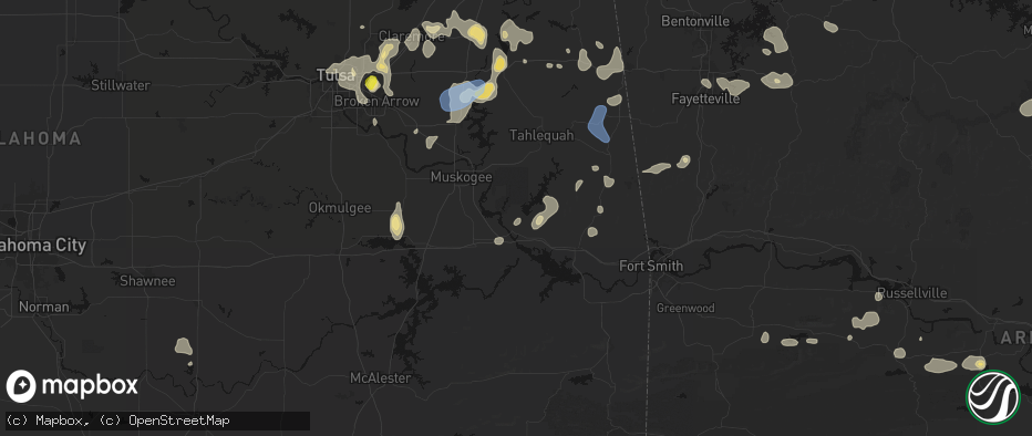 Hail map in Gore, OK on July 11, 2026