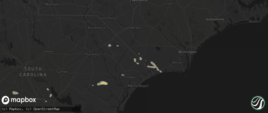 Hail map in Green Sea, SC on July 11, 2026