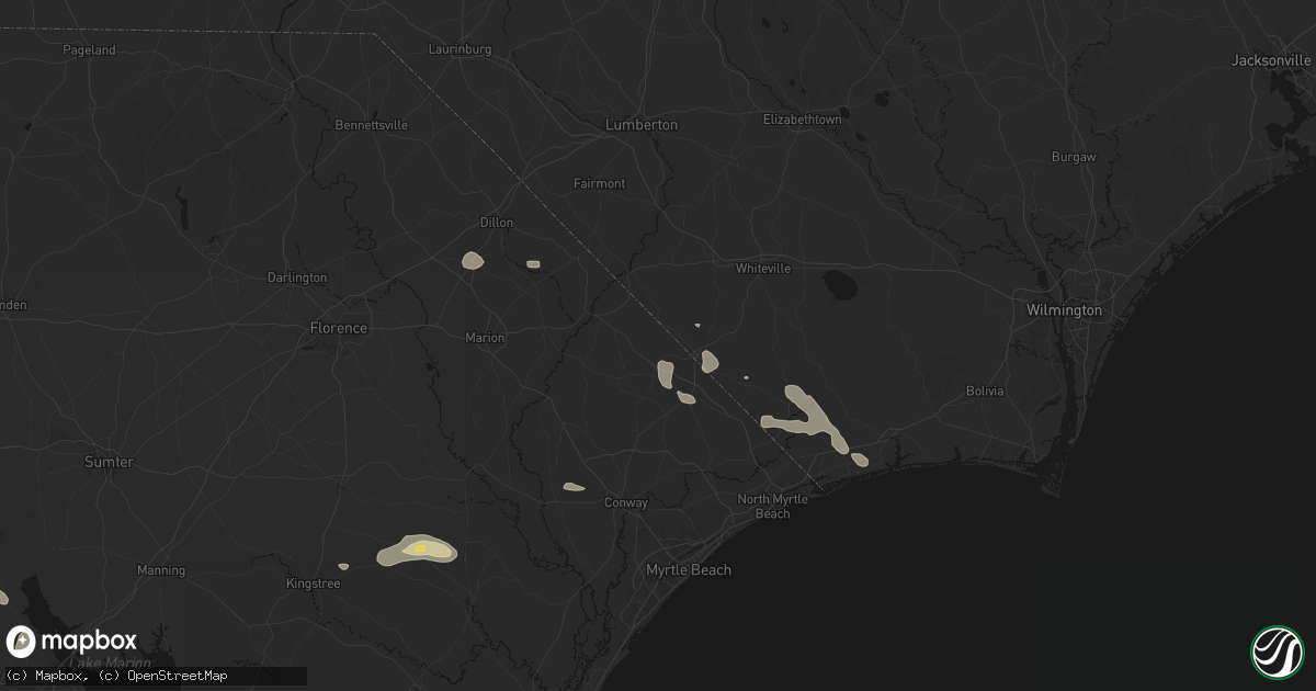 Hail map in Green Sea, SC on July 11, 2026
