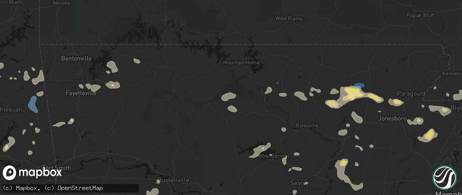 Hail map in Harriet, AR on July 11, 2026