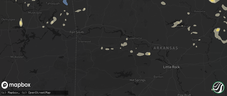 Hail map in Havana, AR on July 11, 2026