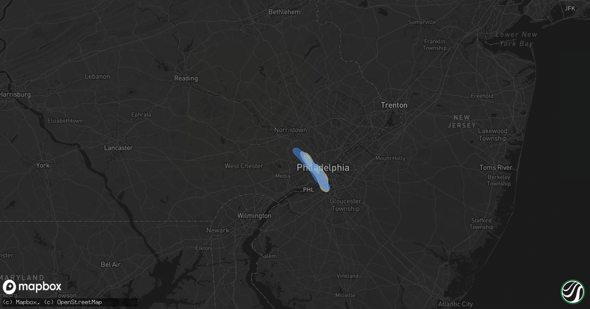 Hail map in Haverford, PA on July 11, 2026