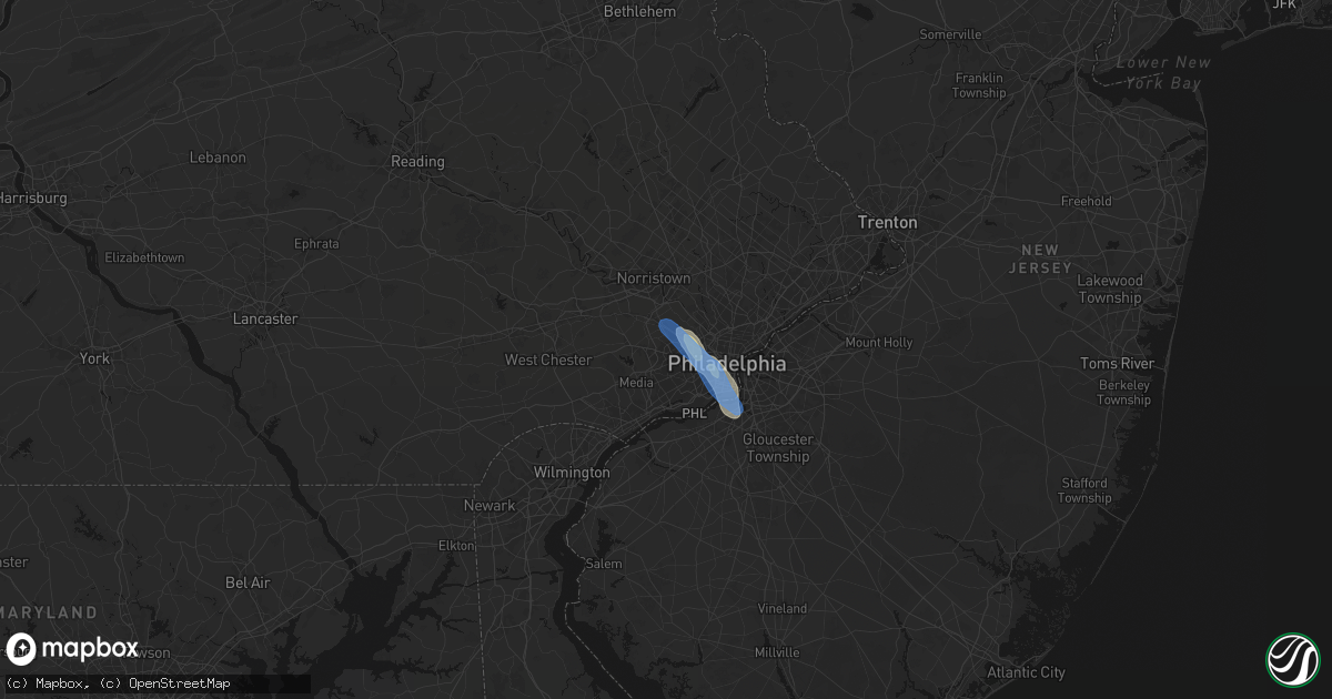 Hail map in Havertown, PA on July 11, 2026