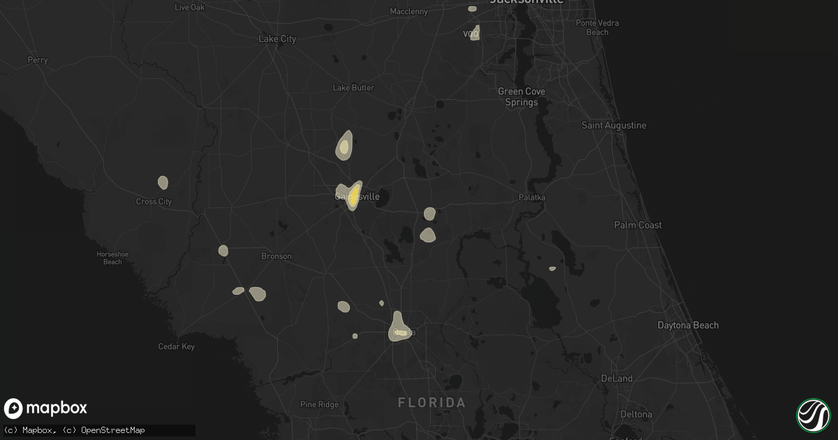 Hail map in Hawthorne, FL on July 11, 2026
