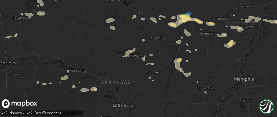 Hail map in Heber Springs, AR on July 11, 2026