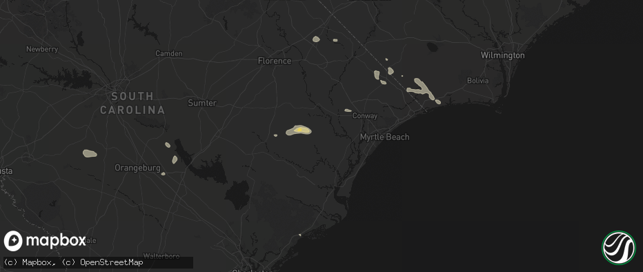 Hail map in Hemingway, SC on July 11, 2026