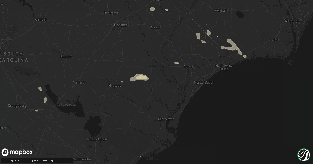 Hail map in Hemingway, SC on July 11, 2026