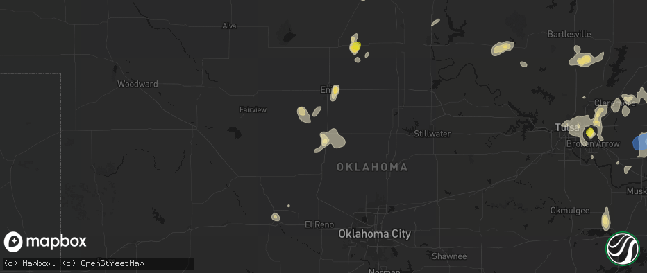 Hail map in Hennessey, OK on July 11, 2026