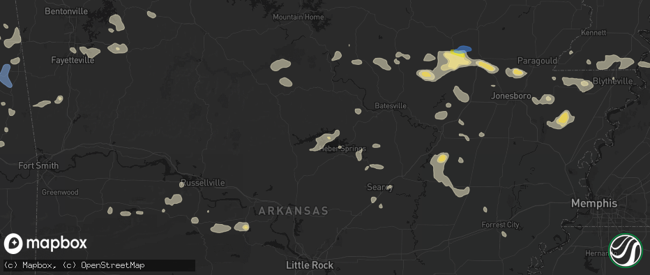Hail map in Higden, AR on July 11, 2026