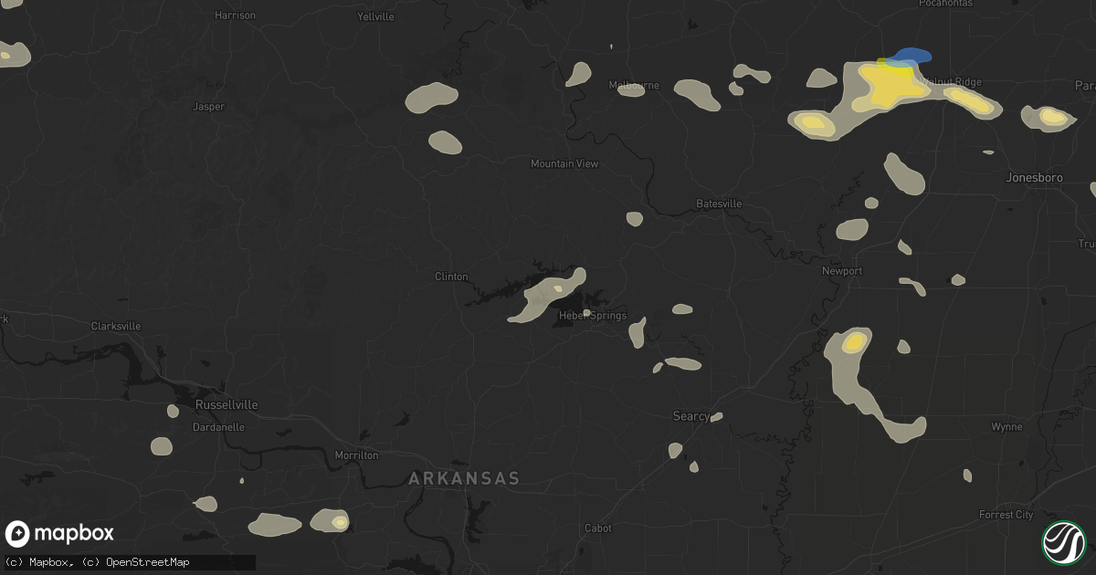 Hail map in Higden, AR on July 11, 2026