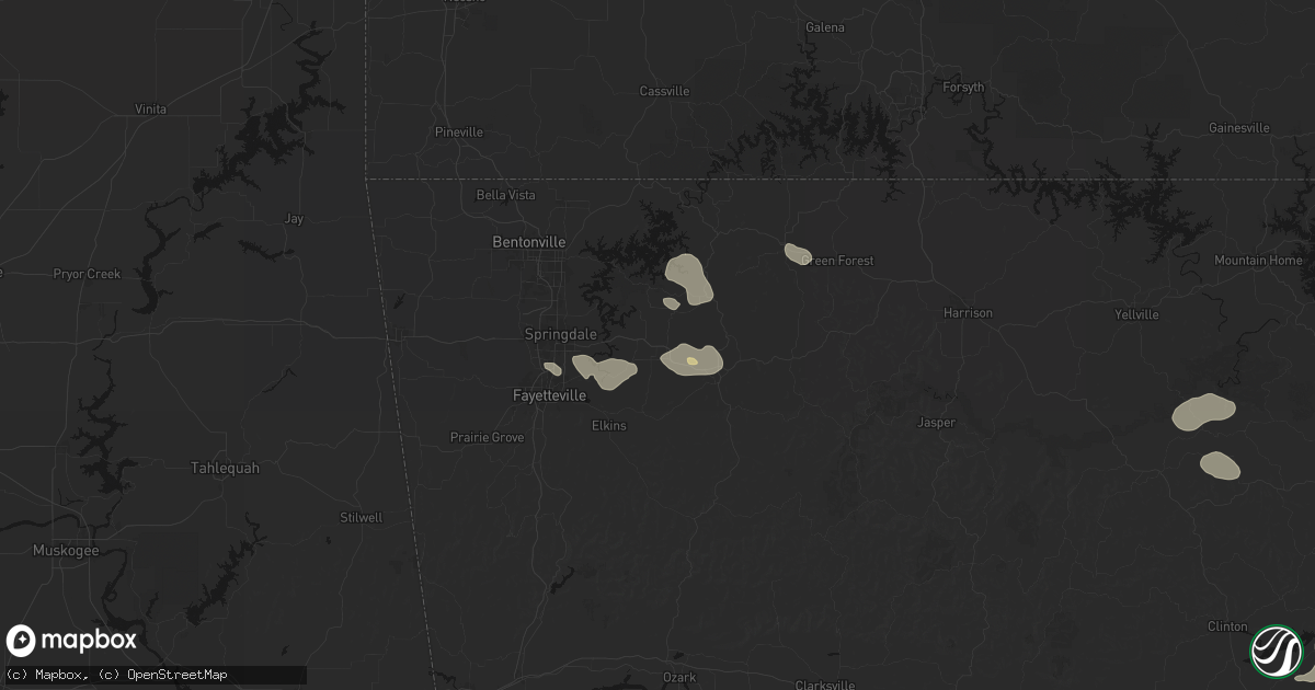 Hail map in Hindsville, AR on July 11, 2026