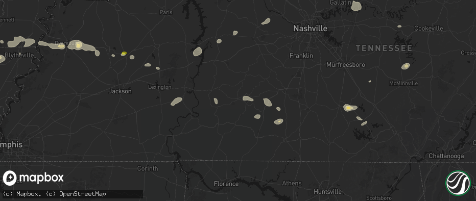 Hail map in Hohenwald, TN on July 11, 2026