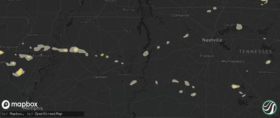 Hail map in Holladay, TN on July 11, 2026