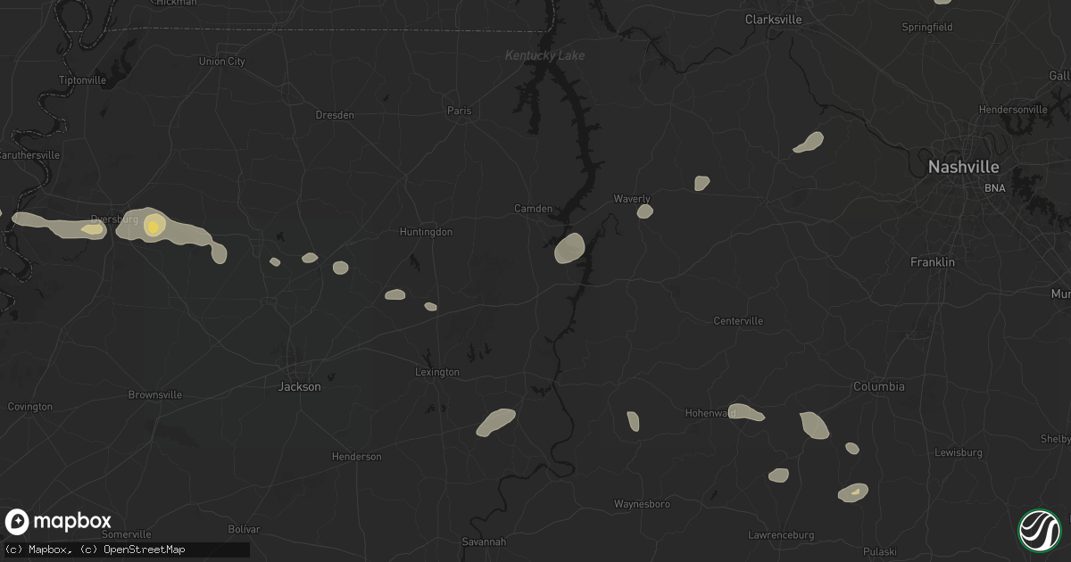 Hail map in Holladay, TN on July 11, 2026