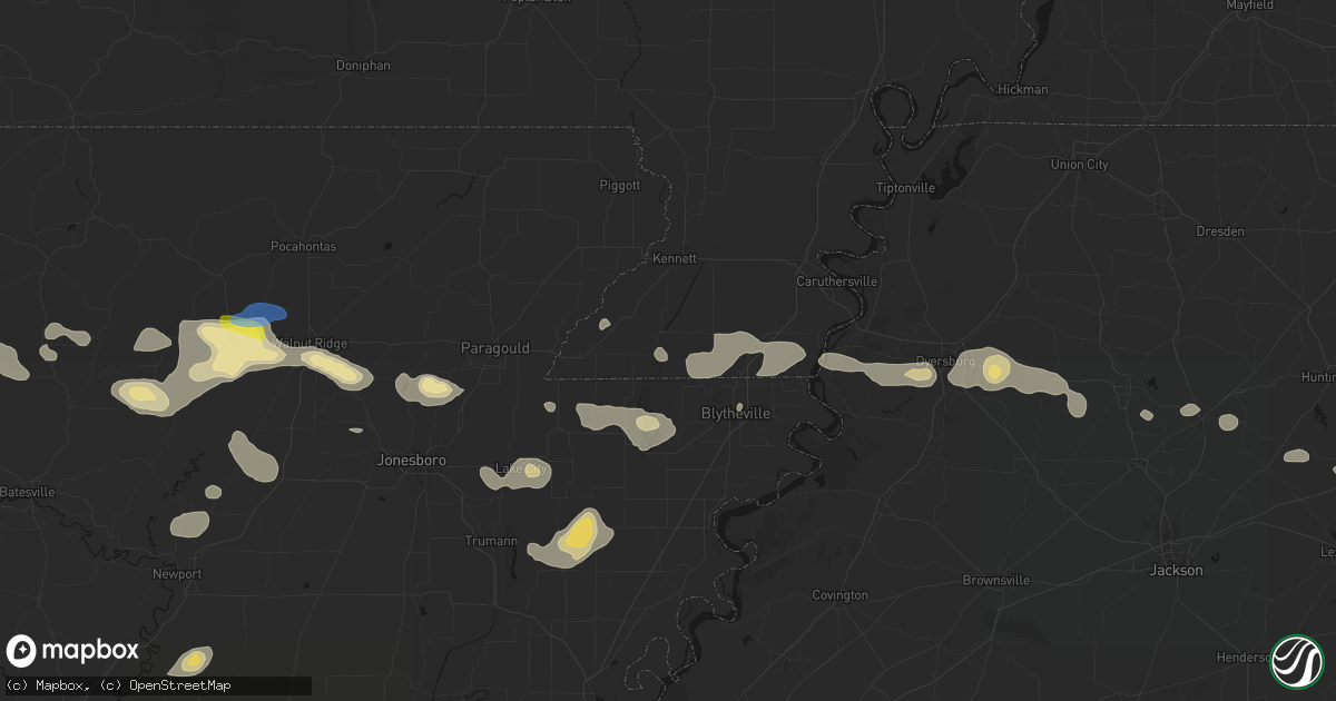 Hail map in Hornersville, MO on July 11, 2026