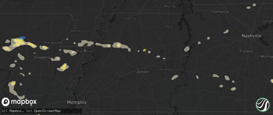Hail map in Humboldt, TN on July 11, 2026