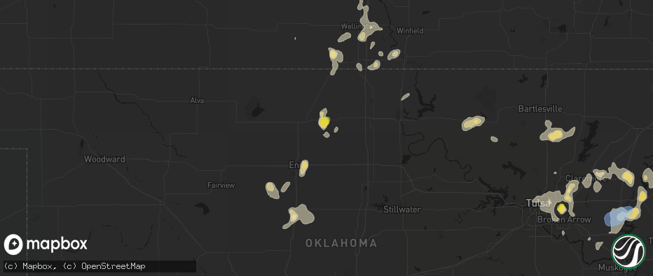 Hail map in Hunter, OK on July 11, 2026