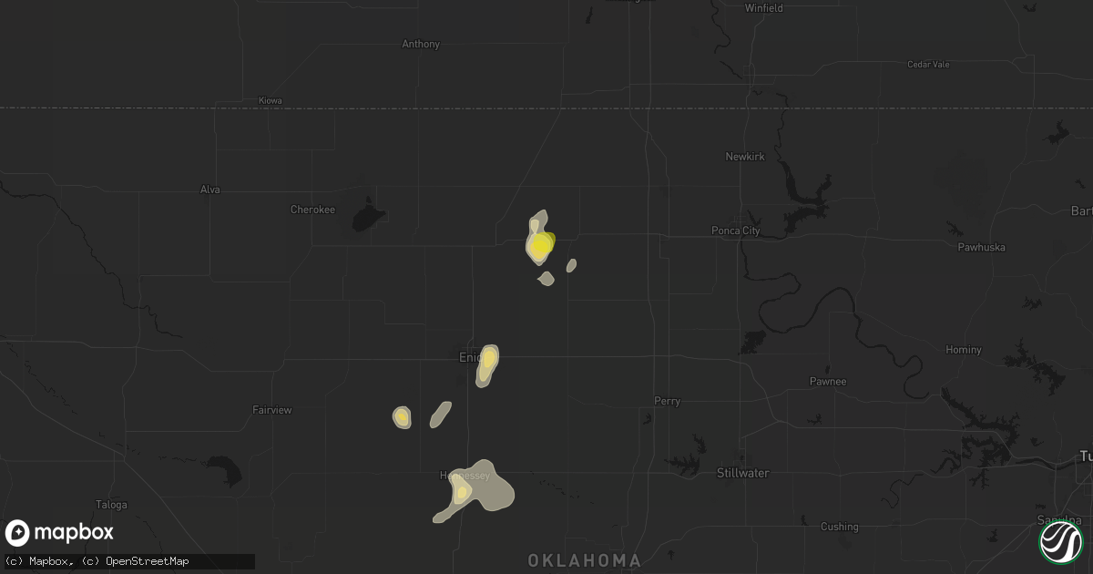 Hail map in Hunter, OK on July 11, 2026