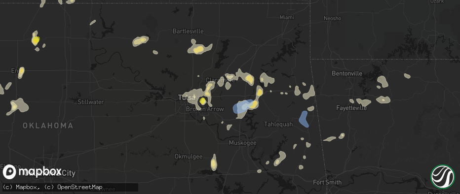 Hail map in Inola, OK on July 11, 2026