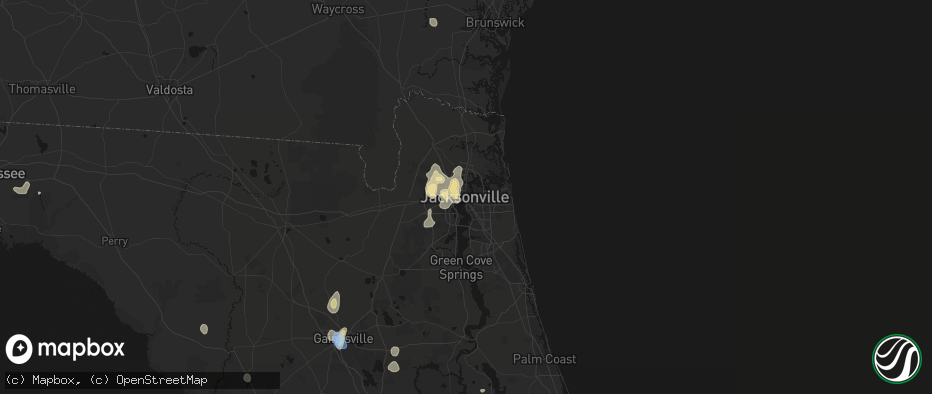 Hail map in Jacksonville, FL on July 11, 2026