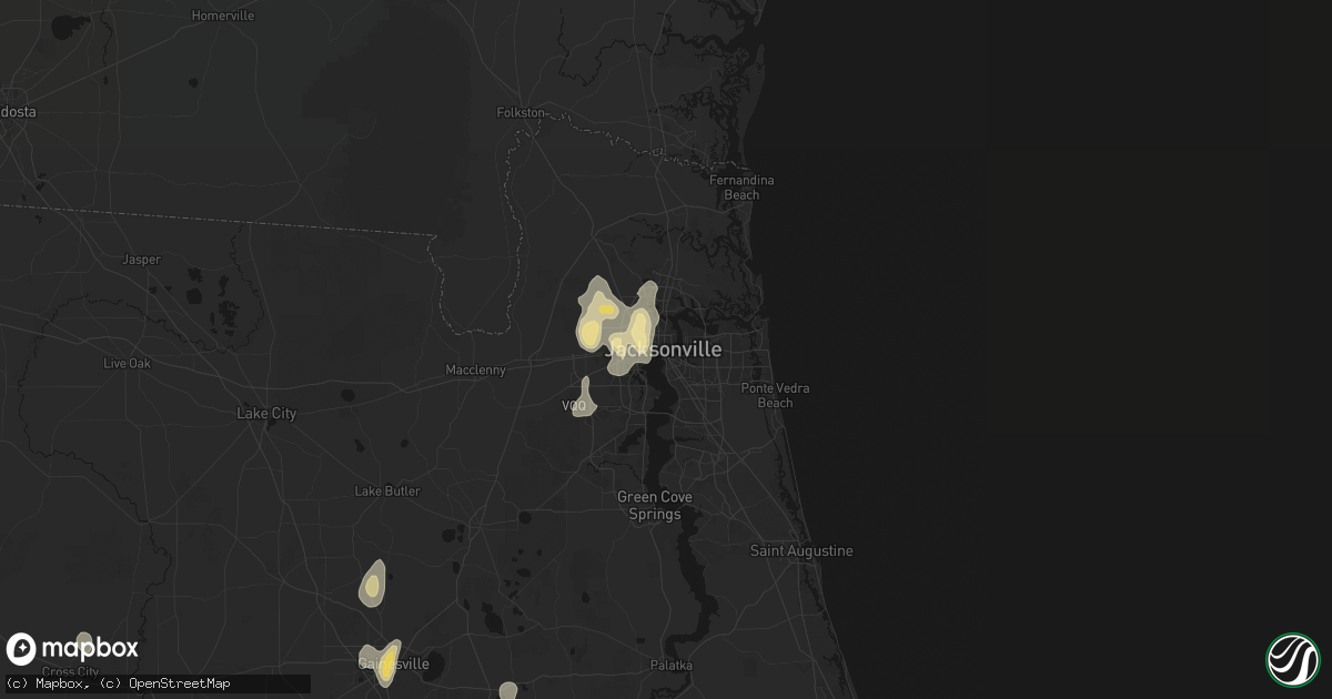 Hail map in Jacksonville, FL on July 11, 2026