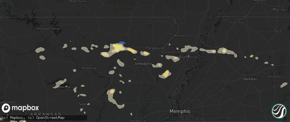 Hail map in Jonesboro, AR on July 11, 2026