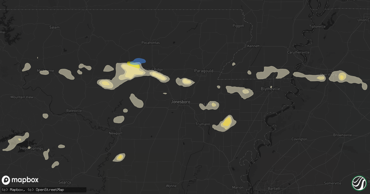 Hail map in Jonesboro, AR on July 11, 2026