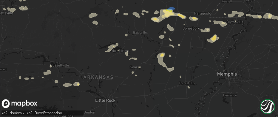 Hail map in Judsonia, AR on July 11, 2026