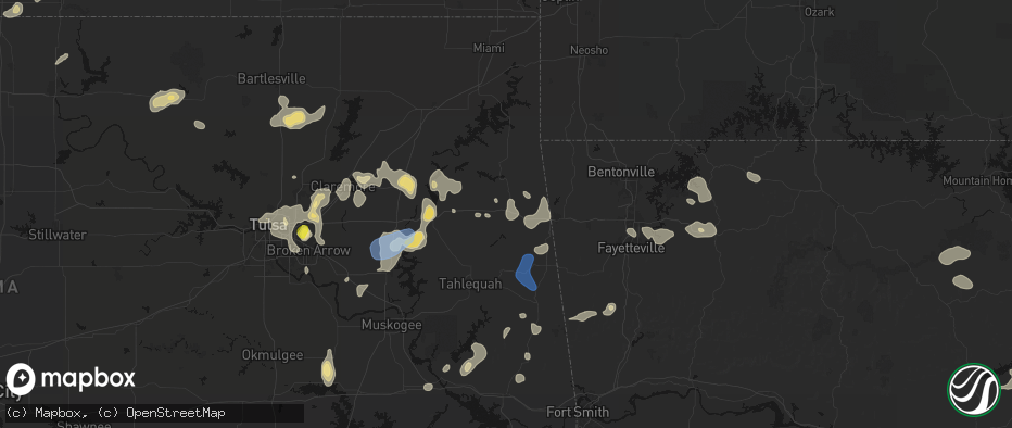 Hail map in Kansas, OK on July 11, 2026