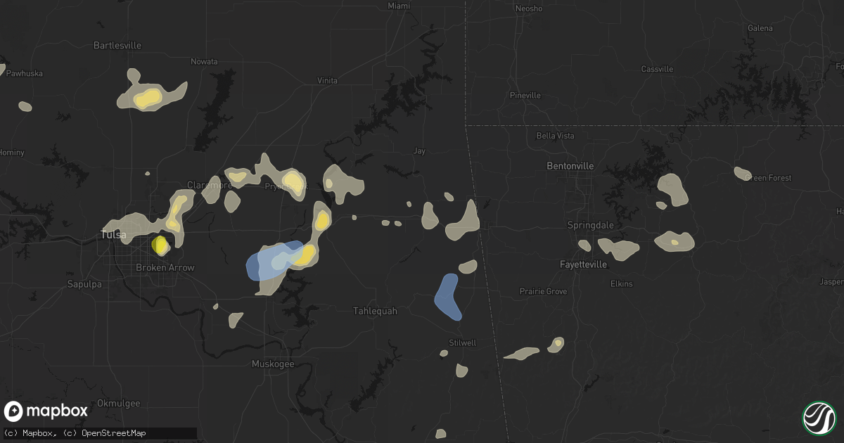 Hail map in Kansas, OK on July 11, 2026