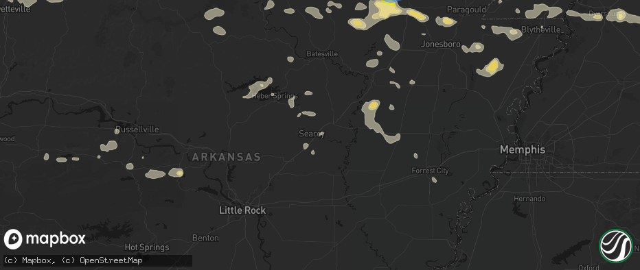 Hail map in Kensett, AR on July 11, 2026