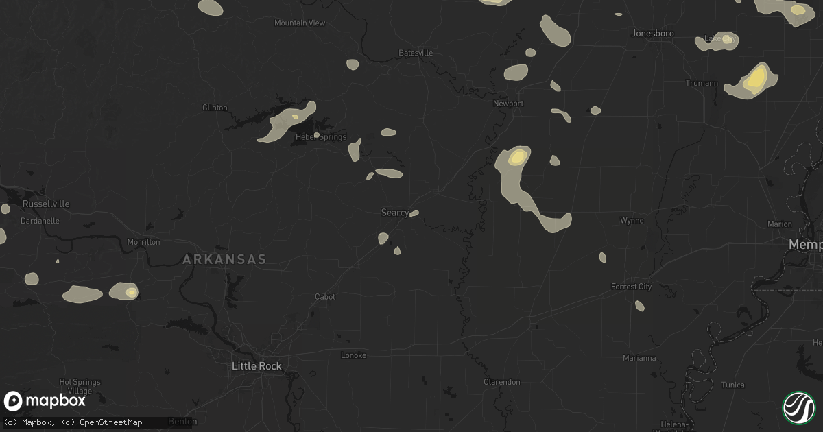 Hail map in Kensett, AR on July 11, 2026
