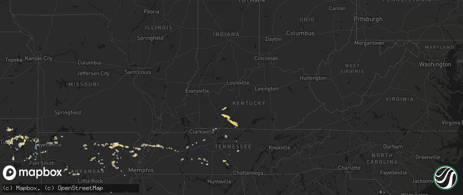 Hail map in Kentucky on July 11, 2026
