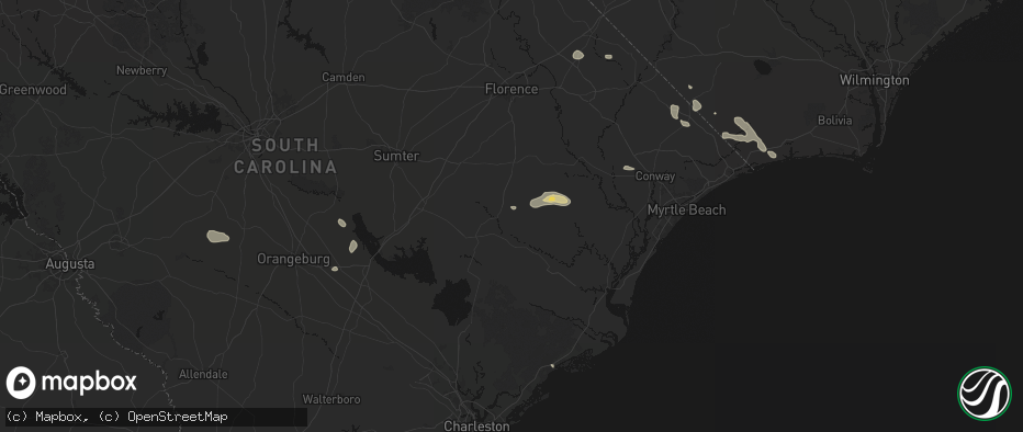 Hail map in Kingstree, SC on July 11, 2026