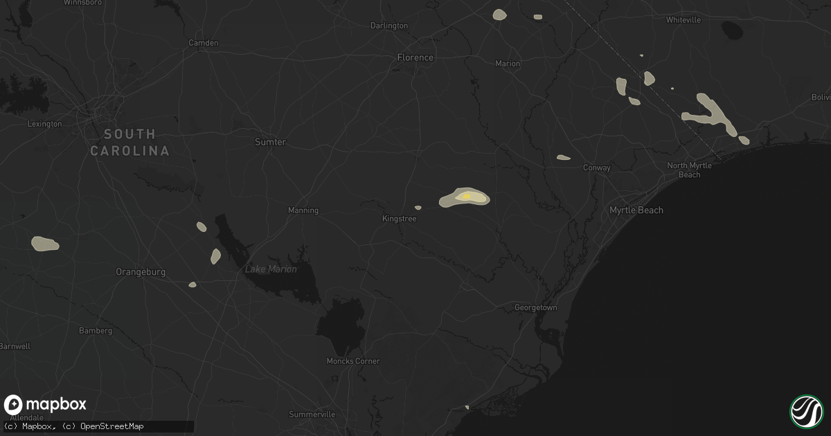 Hail map in Kingstree, SC on July 11, 2026