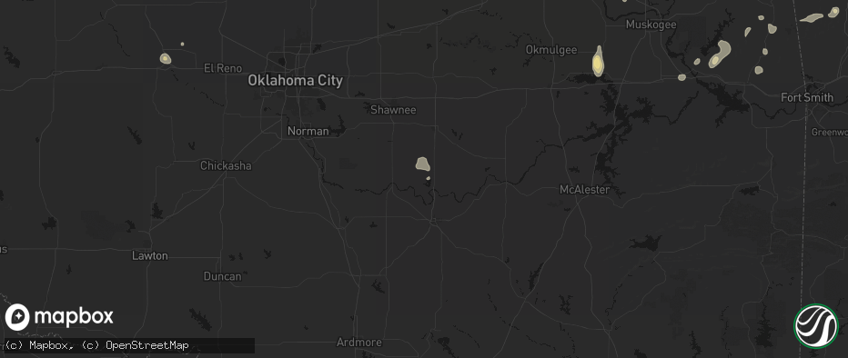 Hail map in Konawa, OK on July 11, 2026