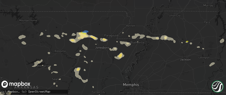 Hail map in Lake City, AR on July 11, 2026