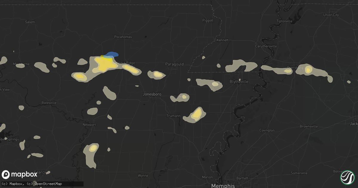 Hail map in Lake City, AR on July 11, 2026