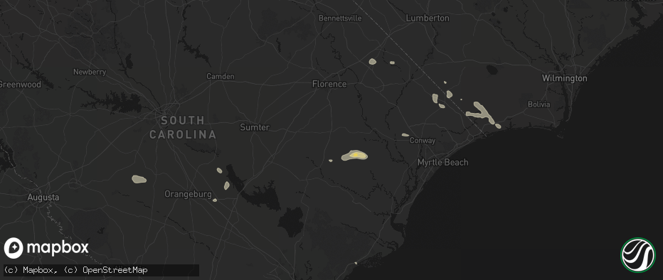 Hail map in Lake City, SC on July 11, 2026