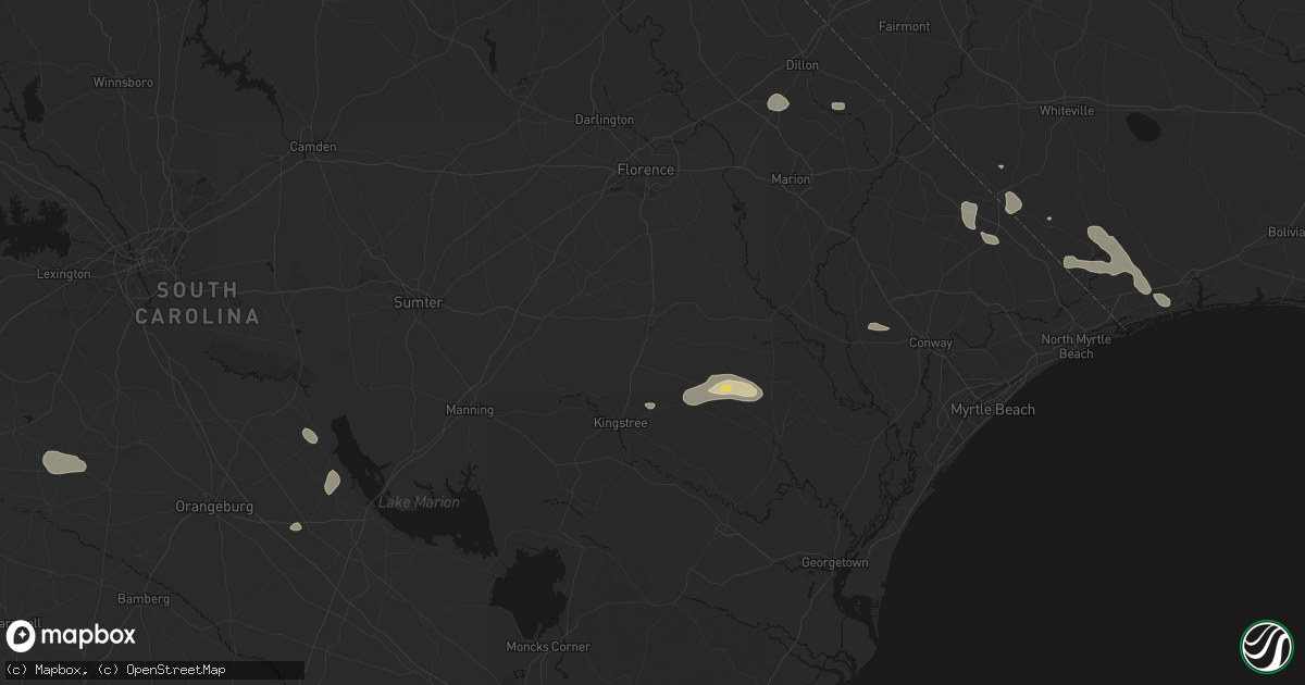 Hail map in Lake City, SC on July 11, 2026