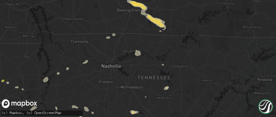 Hail map in Lebanon, TN on July 11, 2026