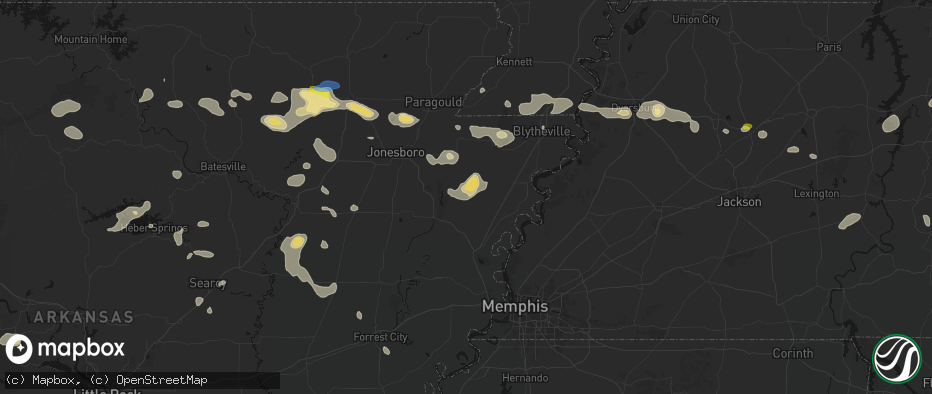 Hail map in Lepanto, AR on July 11, 2026