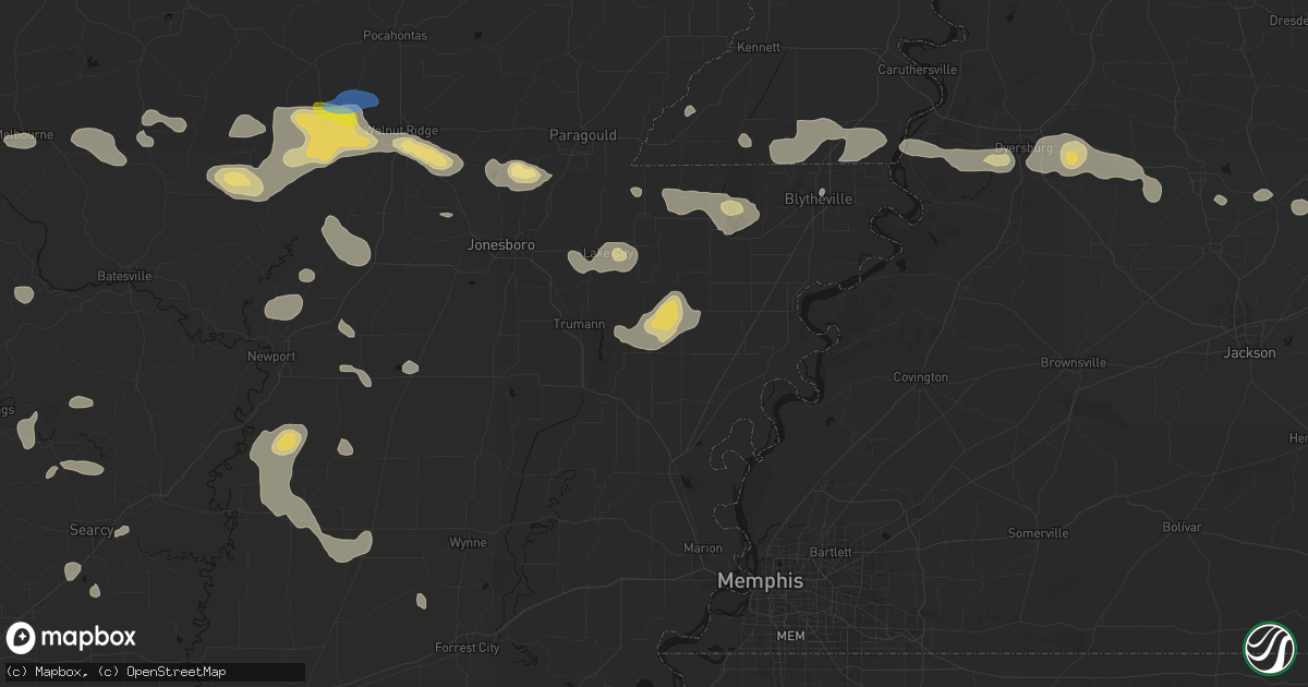 Hail map in Lepanto, AR on July 11, 2026