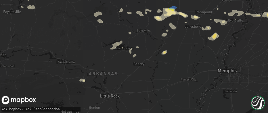 Hail map in Letona, AR on July 11, 2026