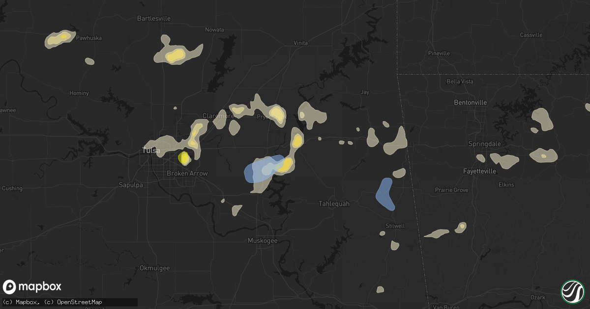Hail map in Locust Grove, OK on July 11, 2026