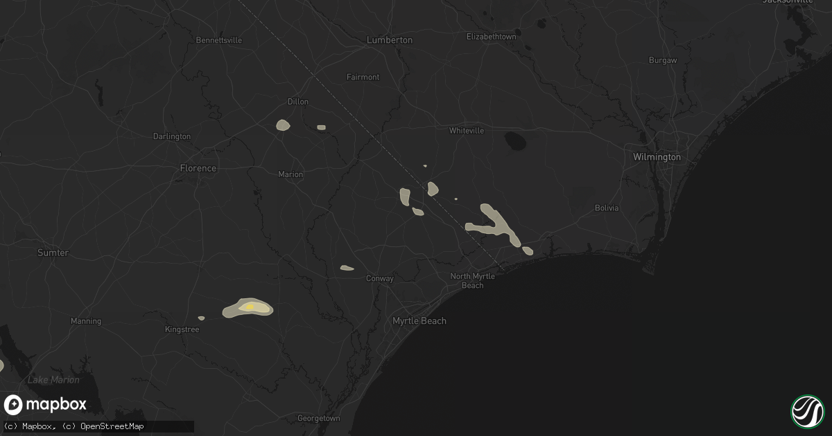 Hail map in Loris, SC on July 11, 2026