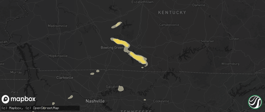 Hail map in Lucas, KY on July 11, 2026