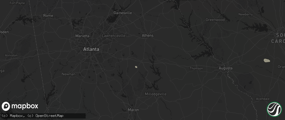 Hail map in Madison, GA on July 11, 2026